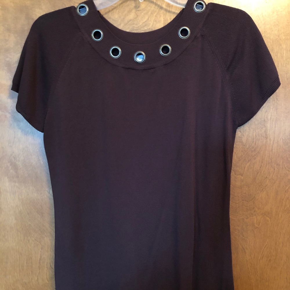 Dress Barn Cap-Sleeved Copper Ring Sweater Shell